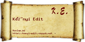 Kányi Edit névjegykártya
